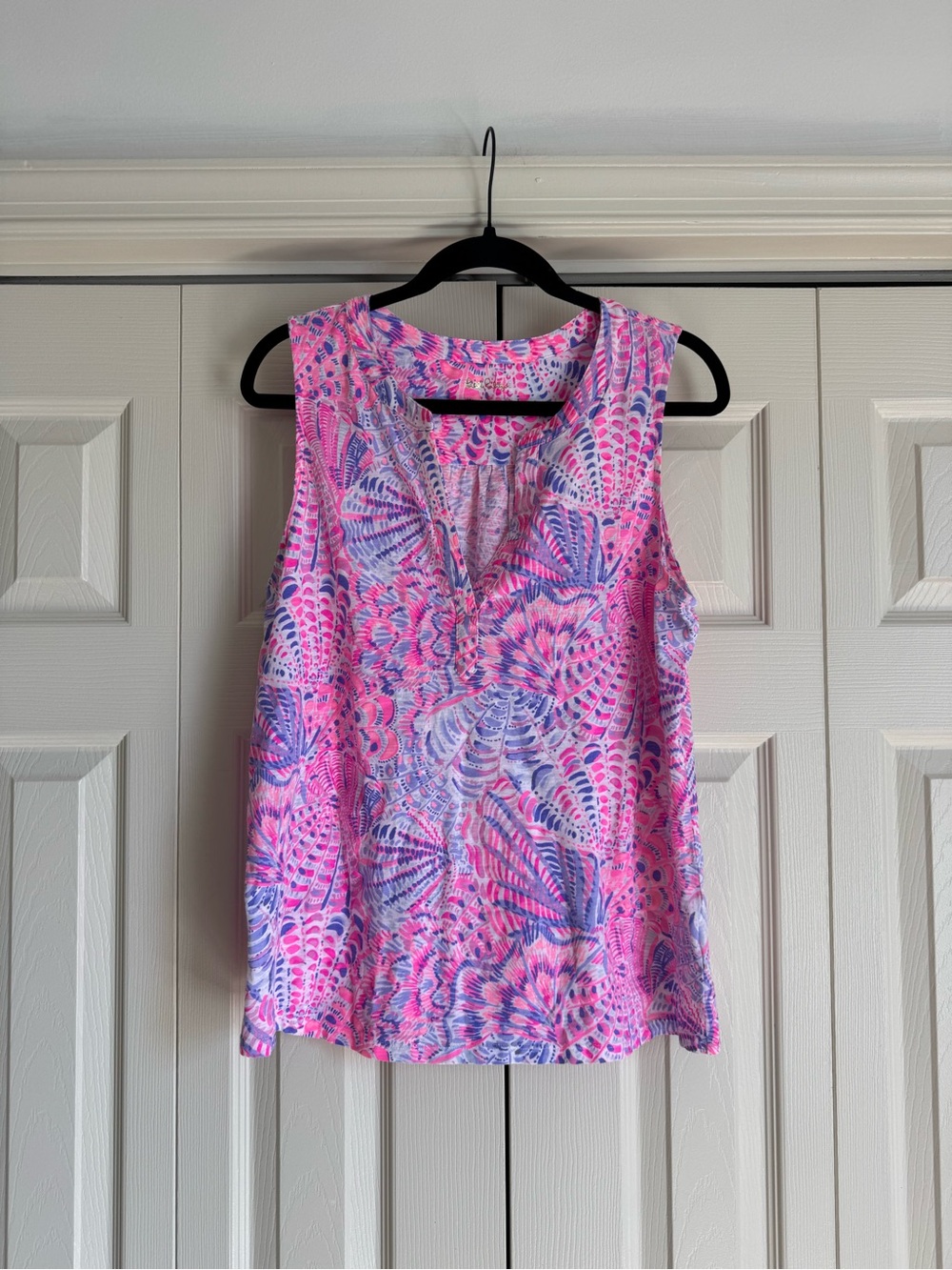 NWT Lilly Pulitzer Dev Knit Top Raz Berry Sea You Soon Size Large